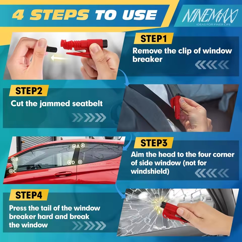 مطرقة أمان للسيارة أداة هروب 3 - مراجعة Rescue Rope Throw وسعره